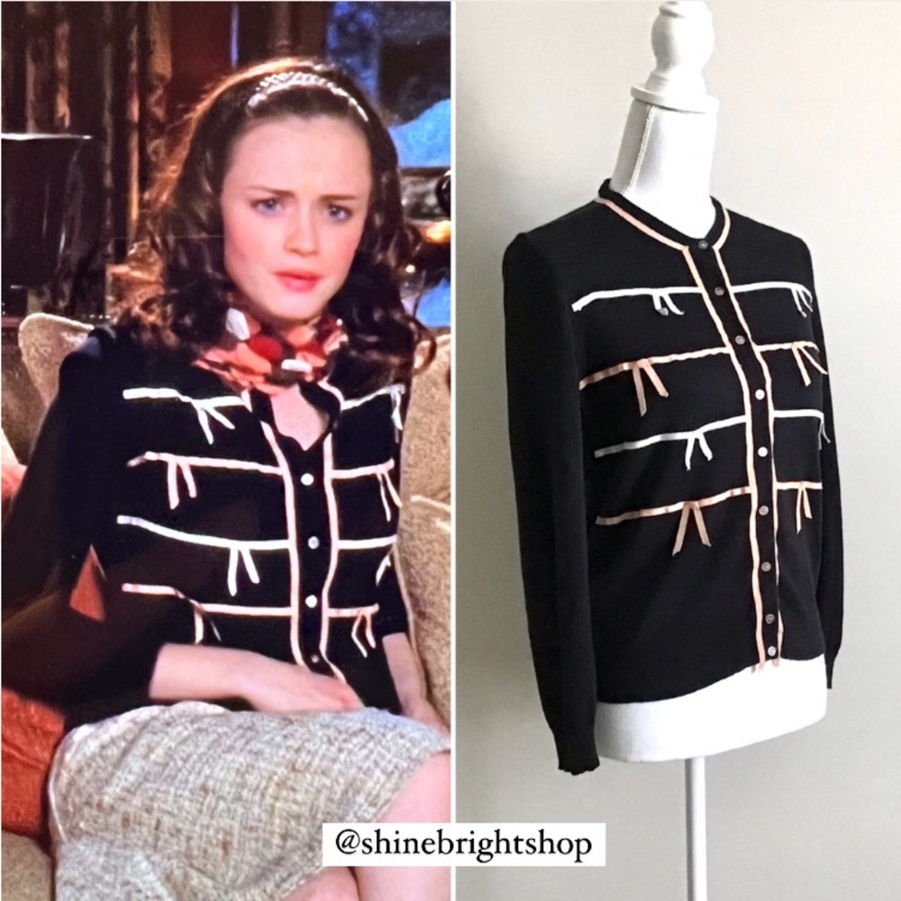 Rare Early 2000s Vintage Bow Cardigan ASO Rory Gilmore in Gilmore Girls - Picture 1 of 14